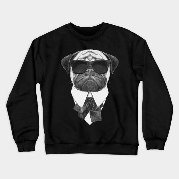 Pug In Black Crewneck Sweatshirt by AnimalsFashion